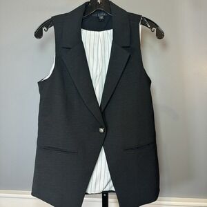 Tullea V-Neck Sleeveless One Button Front‎ Black Vest Size Small